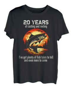 20 Jahre alt Barsch Angeln Outdoor Retro 20. Geburtstag T-Shirt
