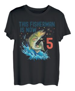 5. Jahre alt Angeln Geburtstag 5. Barsch Fisch Kinder Bday Five T-Shirt