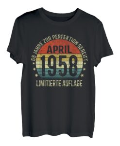 65. Geburtstag Geschenke Mann Frau Jahrgang April 1958 T-Shirt