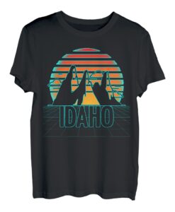 80er Jahre Retro Idaho Mountain Geometrische Retrowave Wandern Camper T-Shirt