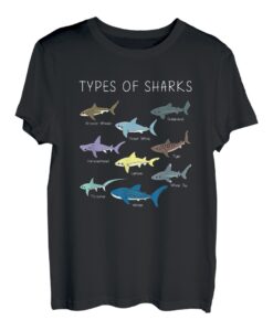 9 Arten von Haien T-Shirt, pädagogisch, bunt, Ozean T-Shirt