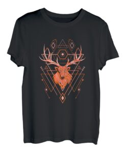 Abstrakt Rentier Hirsch Geweih Hirschkopf Reh Jäger T-Shirt