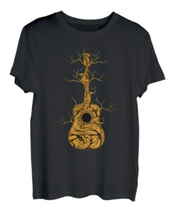 Akustische Gitarre Baum Natur Gitarrist Musiker Band Spieler T-Shirt