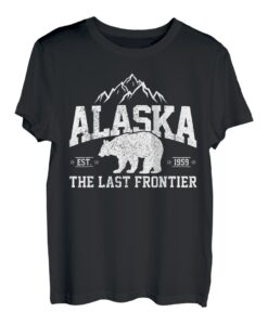Alaska The Last Frontier EST 1959 Grizzly Bär Berge T-Shirt