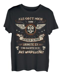 Als Gott mich vor 55 Jahren schuf grinste er 55. Geburtstag T-Shirt