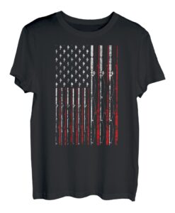 Amerikanische Flagge Angelrute Firherman Dad Opa T-Shirt