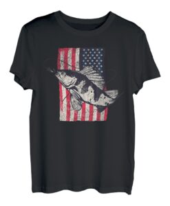 Amerikanische Flagge Fisch, Angeln USA Cool Vintage Flagge Retro T-Shirt