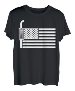 Amerikanische Flagge Semi Truck Auspuff LKW 18 Räder Trucker T-Shirt