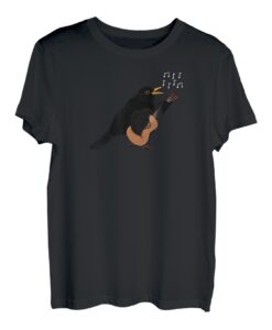 Amsel mit Gitarre Vogel Gitarrist Ornithologe Tierfreund T-Shirt