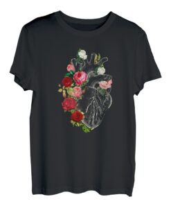 Anatomisches Herz und Blumen zeigen Ihre Liebe Frauen Männer T-Shirt