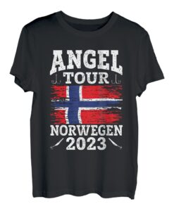 Angel Tour Norwegen 2023 Angelteam Norway Flagge Angler T-Shirt