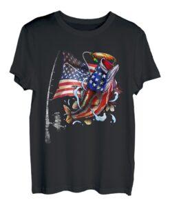 Angeln Amerikanische Flagge Angler Patriotischer Tag 4. Juli T-Shirt
