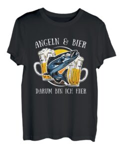 Angeln & Bier darum bin ich hier Angler T-Shirt
