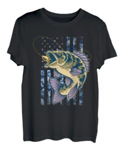 Angeln Camouflage US Amerikanische Flagge Barsch Fisch Angler Camo T-Shirt