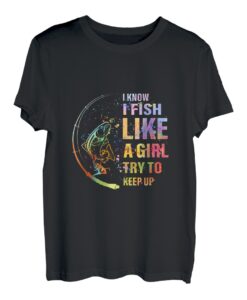 Angeln Ich weiß, ich fische wie ein Mädchen Versuche Schritt zu halten Vintage T-Shirt