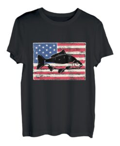 Angeln Karpfen für Männer Fischer Geschenkidee Amerikanische Flagge T-Shirt