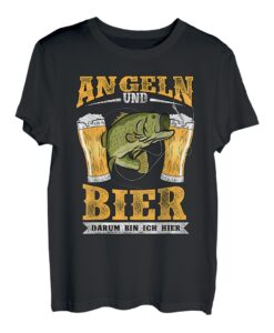 Angeln und Bier darum bin ich hier T-Shirt Fischer T-Shirt