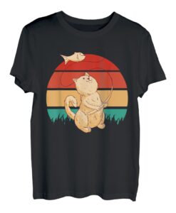 angelnde Katze lustiges Angler T-Shirt