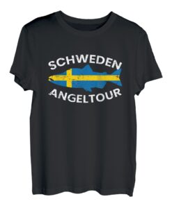 Angelzubehör Schweden Angeln Angeltour Lachs Angler T-Shirt