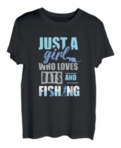 Angler Angeln Fischer Fischen Mädchen Ratte T-Shirt