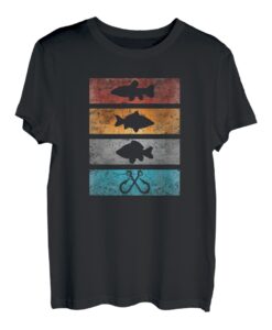 Angler Anglerin Fischen Angelhaken Fisch Köder Vintage Motiv T-Shirt