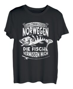 Angler Fische Fischer Norwegen Urlaub Fischtrip Boottrip T-Shirt