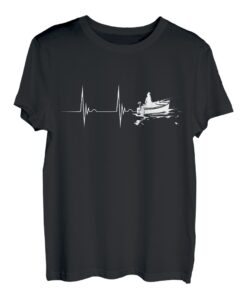 Angler Herzschlag EKG Puls Fischer Angelboot Fischen Angeln T-Shirt