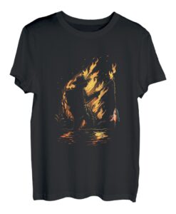 Angler im Feuer Wasser Fischer Herr der Elemente Angelrute T-Shirt