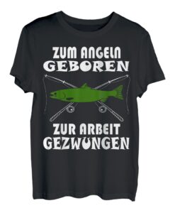 Angler Spruch Zum Angeln Geboren Köder Angelrute Fischer T-Shirt