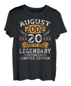 August 2002 Lustige Geschenke 20. Geburtstag Männer Frauen T-Shirt