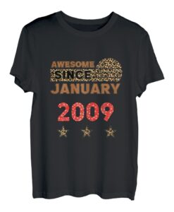 Awesome since Januar 2009 Leopardenmuster Januar Geburtstag T-Shirt