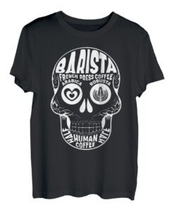 Barista Totenkopf Skull Latte Art Kaffee Kaffeeliebhaber T-Shirt