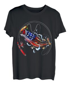 Barsch Fisch US Amerikanische Flagge Patriotische Angelgeschenke Angler T-Shirt