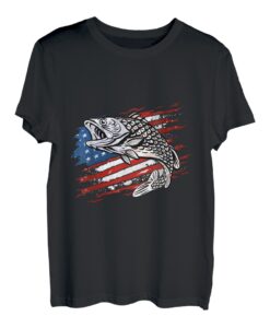Barsch Fisch US Amerikanische Flagge Patriotische Angeln Fischer T-Shirt