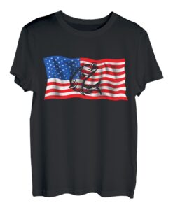 Barschangeln Fisch Amerikanische Flagge Dad Fourt 4. Juli T-Shirt