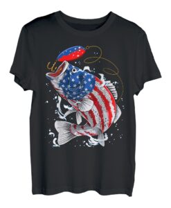 Barschangeln Fisch Amerikanische Flagge Vater 4. Juli T-Shirt