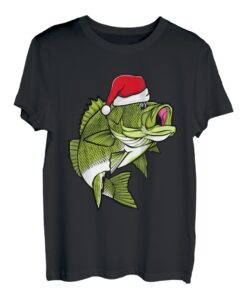 Barschangeln Weihnachten Pyjama Fisch Weihnachtsmann Angler T-Shirt
