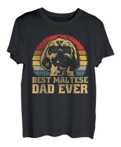 Best Malteser Hund Welpe Retro Papa Vater Dad Ever Geschenk T-Shirt