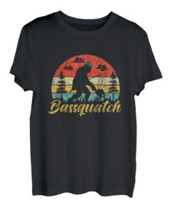 Bigfoot Angelshirt für Herren Vintage Retro Bassquatch Bass T-Shirt
