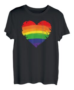 Bisexual Gay Queer Trans LGBTQ Rainbow Heart Regenbogen Herz T-Shirt