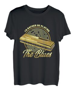 Blues Musik Orchester Mundharmonika Mundharmonikaspieler T-Shirt