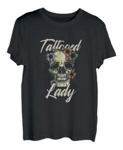 Blumenschädel Tätowierte Dame Frauen Tattoo-Künstlerin T-Shirt