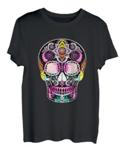 Blumiger Sugar Skull Day Of Death Dia De Los Muertos Origami T-Shirt
