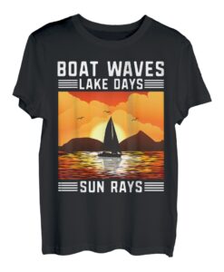 Boot Wellen See Tage Sonnenstrahlen Bootfahren Nautisches Segeln T-Shirt