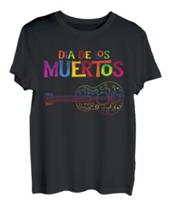 Bunte Gitarre Sugar Skull Day Of Death Dia De Los Muertos T-Shirt
