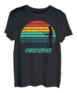 Christopher Fishing Vintage Retro Sonnenuntergang Name für Herren T-Shirt