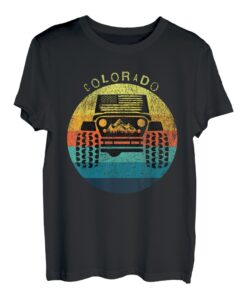 Colorado Hapfox Truck Amerikanische Flagge und Berge T-Shirt
