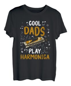 Cool Dads Play Harmonica Vatertag Papa Vater T-Shirt