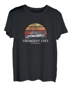 Crescent City CA Vintage Bootfahren 70er Jahre Retro Boot Design T-Shirt