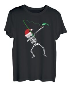 Dabbing Skeleton Angeln T-Shirt Weihnachten Angeln Tee T-Shirt